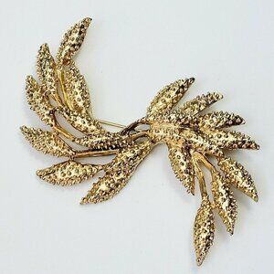 Vintage Sarah Coventry Large Harvest Wheat Brooch Mid 60's Gold Tone 3.25"